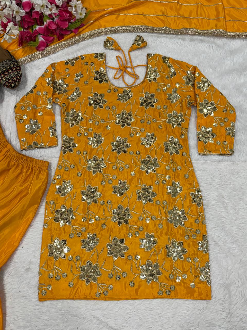 Luxe Mustard Embellished Haldi Ensemble
